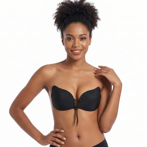 Strapless Adhesive Push-Up Bra – Reusable Front-Fastening Cups, A to D