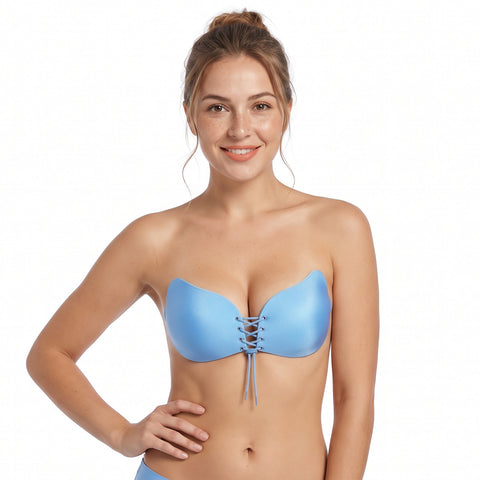 Strapless Adhesive Push-Up Bra – Reusable Front-Fastening Cups, A to D