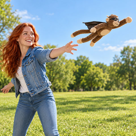 Flying Monkey Slingshot Toy with Cape – Plush Novelty Gift, 1-Pack or 2-Pack