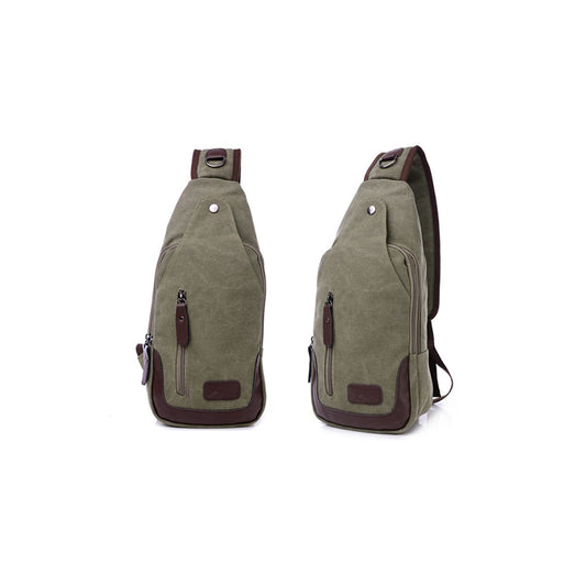 Lightweight Canvas Sling Backpack Casual Crossbody Chest Bag with Adjustable Shoulder Strap for Men & Women