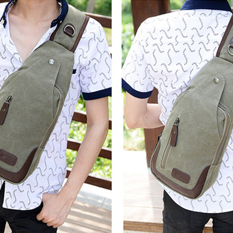 Lightweight Canvas Sling Backpack Casual Crossbody Chest Bag with Adjustable Shoulder Strap for Men & Women