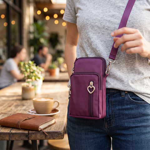 Mini Crossbody Cell Phone Wallet Bag Women's PU Leather Shoulder Purse with Adjustable Strap
