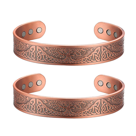 Adjustable Copper Magnetic Bracelet – Tree of Life Design for Men & Women | Comfort Fit Wellness Jewelry