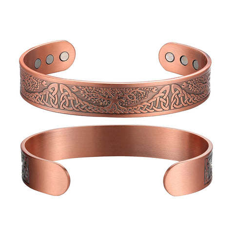 Adjustable Copper Magnetic Bracelet – Tree of Life Design for Men & Women | Comfort Fit Wellness Jewelry