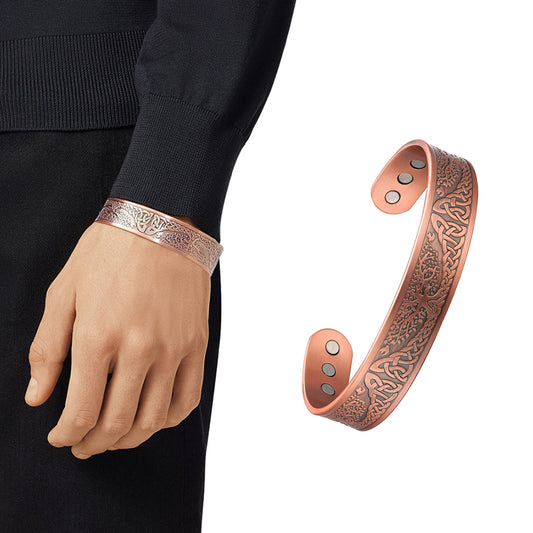 Adjustable Copper Magnetic Bracelet – Tree of Life Design for Men & Women | Comfort Fit Wellness Jewelry