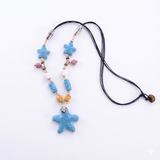 Lava Stone Aromatherapy Necklace with 2 Essential Oils – Heart or Starfish Diffuser Pendant Necklace for Everyday Wear
