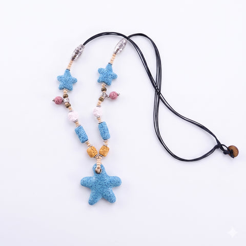 Lava Stone Aromatherapy Necklace with 2 Essential Oils – Heart or Starfish Diffuser Pendant Necklace for Everyday Wear
