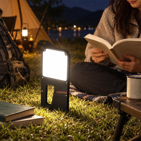 Portable Camping Light with Red Emergency Beacon – Folding Stand and Handle