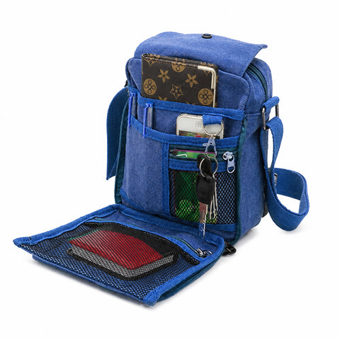 Multifunctional Canvas Sport Crossbody Shoulder Bag Adjustable Canvas Travel Sling Bag with Multiple Storage Pockets