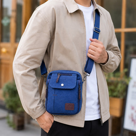 Multifunctional Canvas Sport Crossbody Shoulder Bag Adjustable Canvas Travel Sling Bag with Multiple Storage Pockets