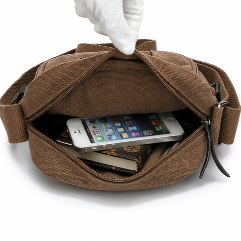 Multifunctional Canvas Sport Crossbody Shoulder Bag Adjustable Canvas Travel Sling Bag with Multiple Storage Pockets