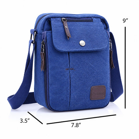 Multifunctional Canvas Sport Crossbody Shoulder Bag Adjustable Canvas Travel Sling Bag with Multiple Storage Pockets