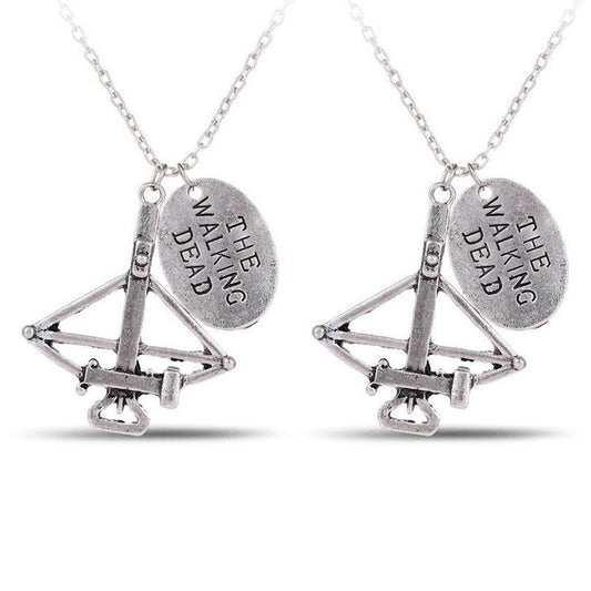 Crossbow Charm Necklace – Fantasy & Survival-Themed Pendant Necklace with Stamped Charm (18” Chain)