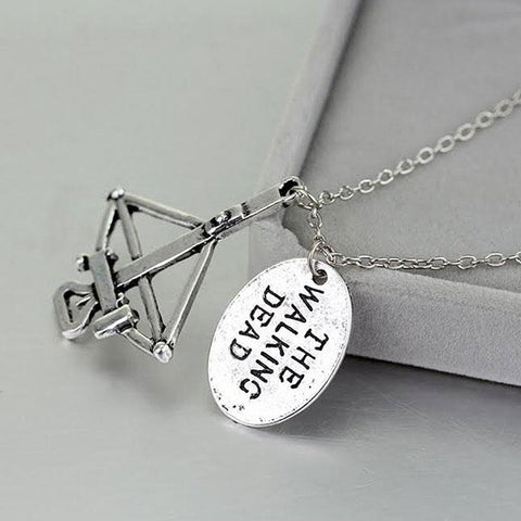 Crossbow Charm Necklace – Fantasy & Survival-Themed Pendant Necklace with Stamped Charm (18” Chain)