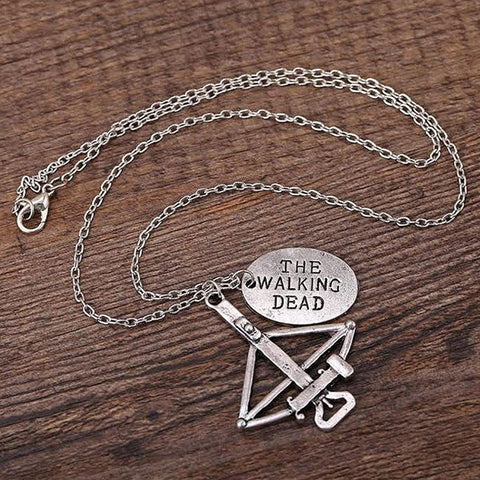 Crossbow Charm Necklace – Fantasy & Survival-Themed Pendant Necklace with Stamped Charm (18” Chain)
