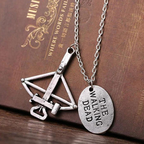 Crossbow Charm Necklace – Fantasy & Survival-Themed Pendant Necklace with Stamped Charm (18” Chain)