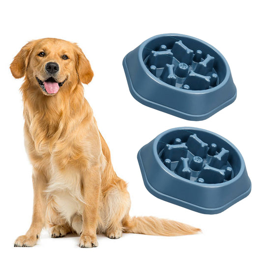 2-Pack: Anti-Choking Slow Feeder Puzzle Design Dog Food Treats Bowl Dish For Small Medium Dogs
