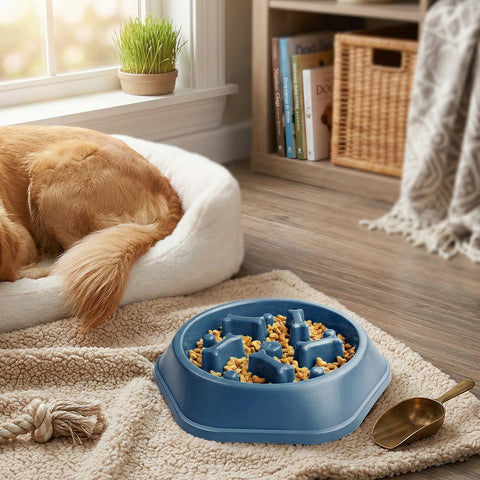 Slow Feeder Dog Bowl – Anti-Choking Puzzle Food Dish for Small & Medium Dogs | Non-Slip Base, Easy Clean (Blue/Green)(1-Pack or 2-Pack)