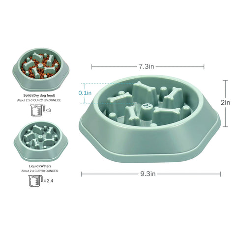 Slow Feeder Dog Bowl – Anti-Choking Puzzle Food Dish for Small & Medium Dogs | Non-Slip Base, Easy Clean (Blue/Green)(1-Pack or 2-Pack)