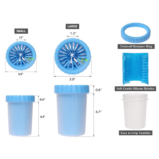 2-Pack: Portable Silicone Pet Dog Cat Paw Feet Cleaning Brush Bottle - Small and Medium Size