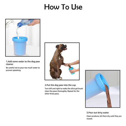 2-Pack: Portable Silicone Pet Dog Cat Paw Feet Cleaning Brush Bottle - Small and Medium Size