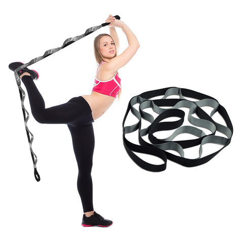 Multi-Loop Stretching Strap – Non-Elastic Yoga and Exercise Band, 96 Inches