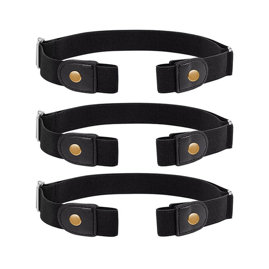 3-Pack Buckle-Free Stretch Belt for Men & Women – Adjustable Elastic Waist Belt for Jeans & Pants (Fits Size 24”–34”)