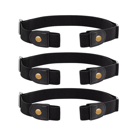 3-Pack Buckle-Free Stretch Belt for Men & Women – Adjustable Elastic Waist Belt for Jeans & Pants (Fits Size 24”–34”)