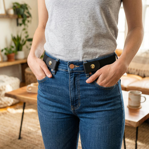 3-Pack Buckle-Free Stretch Belt for Men & Women – Adjustable Elastic Waist Belt for Jeans & Pants (Fits Size 24”–34”)