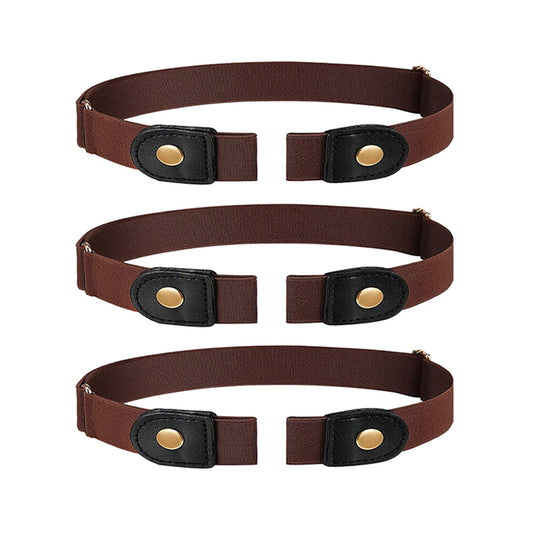 3-Pack Buckle-Free Stretch Belt for Men & Women – Adjustable Elastic Waist Belt for Jeans & Pants (Fits Size 24”–34”)