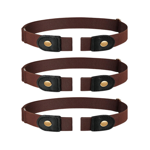 3-Pack Buckle-Free Stretch Belt for Men & Women – Adjustable Elastic Waist Belt for Jeans & Pants (Fits Size 24”–34”)
