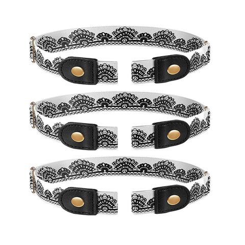 3-Pack Buckle-Free Stretch Belt for Men & Women – Adjustable Elastic Waist Belt for Jeans & Pants (Fits Size 24”–34”)