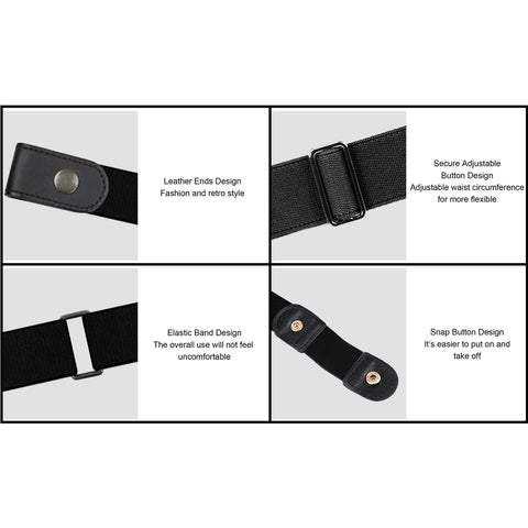 3-Pack Buckle-Free Stretch Belt for Men & Women – Adjustable Elastic Waist Belt for Jeans & Pants (Fits Size 24”–34”)