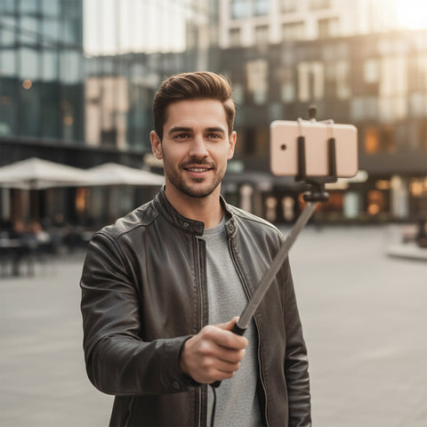 Wired Monopod Selfie Stick - BLACK