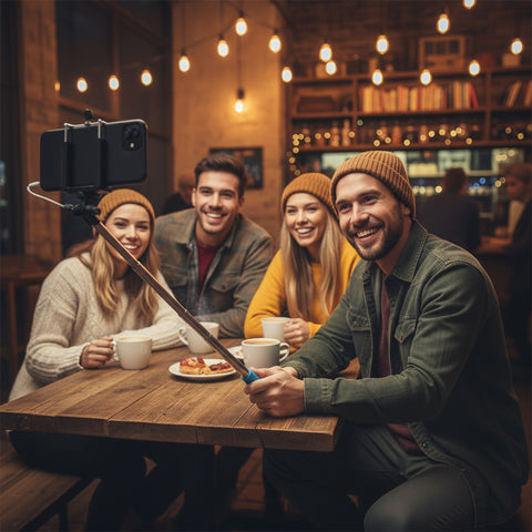 Wired Monopod Selfie Stick - BLACK