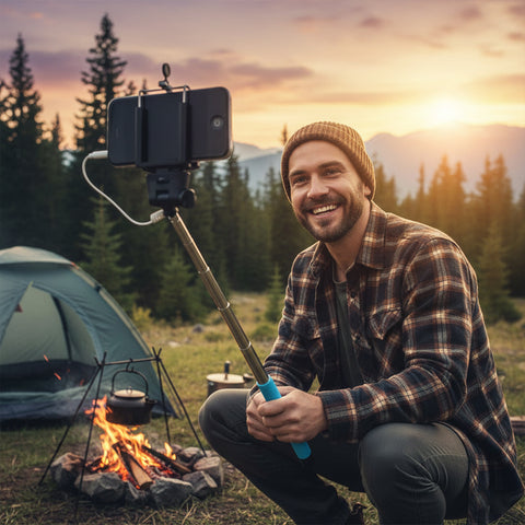 Wired Monopod Selfie Stick - BLACK