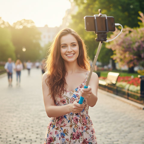 Wired Selfie Stick Monopod – Plug & Play Phone Holder with No Battery or Bluetooth Required