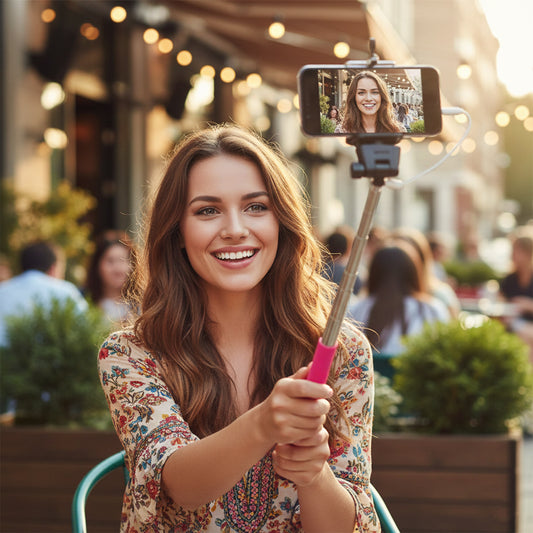 Wired Selfie Stick Monopod – Plug & Play Phone Holder with No Battery or Bluetooth Required
