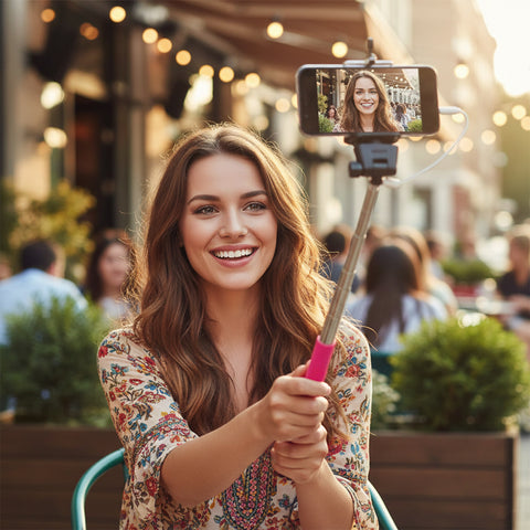 Wired Selfie Stick Monopod – Plug & Play Phone Holder with No Battery or Bluetooth Required