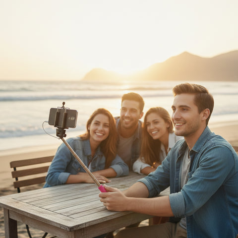 Wired Selfie Stick Monopod – Plug & Play Phone Holder with No Battery or Bluetooth Required