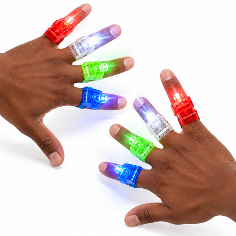 8-Pack LED Finger Lights – Bright Light-Up Finger Toys  Colorful LED Finger Rings with Adjustable Hook-and-Loop Straps | Battery-Powered Party Lights for Kids & Adults