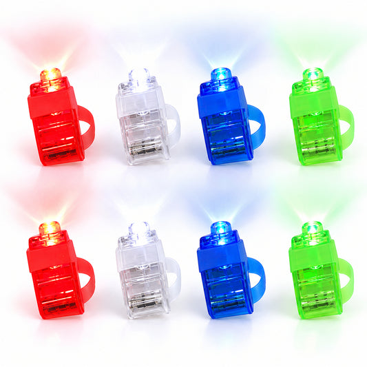 8-Pack LED Finger Lights – Bright Light-Up Finger Toys  Colorful LED Finger Rings with Adjustable Hook-and-Loop Straps | Battery-Powered Party Lights for Kids & Adults