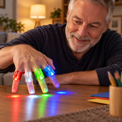 8-Pack LED Finger Lights – Bright Light-Up Finger Toys  Colorful LED Finger Rings with Adjustable Hook-and-Loop Straps | Battery-Powered Party Lights for Kids & Adults
