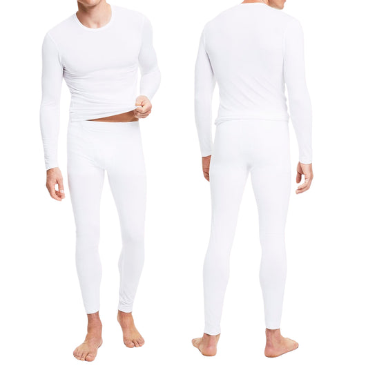 2-Pack:  Men's  Cotton Thermal  Underwear Sets - Long Sleeve Top & Bottom Fleece Long