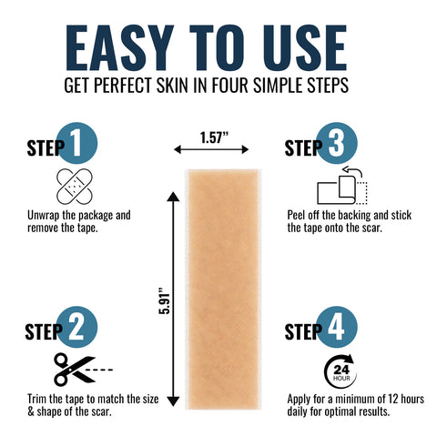 Scar Away Silicone Scar Sheets Tape (5.9"X 1.6”) Removal For Surgical, Keloid, C-Section, Acne Burns & Tummy Tuck Scars (10 Sheets)