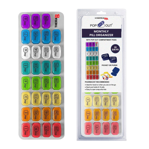 31-Day Monthly Pill Organizer with Removable Pods – Large Daily Vitamin & Medication Organizer with Tray for Travel & Home Use