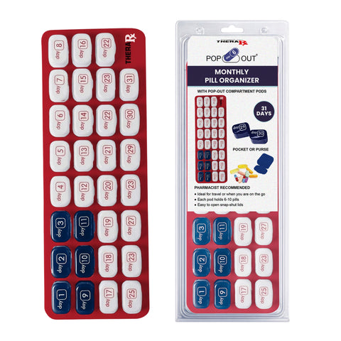 31-Day Monthly Pill Organizer with Removable Pods – Large Daily Vitamin & Medication Organizer with Tray for Travel & Home Use