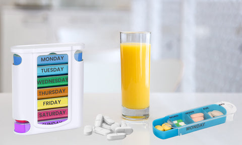 4 Times a Day, White 7 Day Stackable Daily Pill and Medicine Organizer