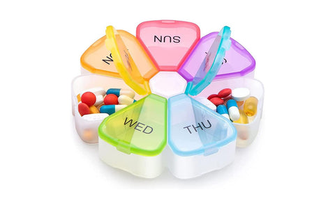 Colorful 7 Day Pills and Vitamins Organizer With Large Compartments