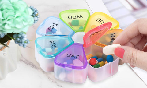 Colorful 7 Day Pills and Vitamins Organizer With Large Compartments